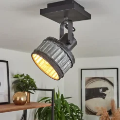 Lampes Industrielles-hofstein Plafonnier Holsa Noir, 1 lumière