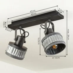 Lampes Industrielles-hofstein Plafonnier Holsa Noir, 2 lumières