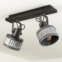 Lampes Industrielles-hofstein Plafonnier Holsa Noir, 2 lumières