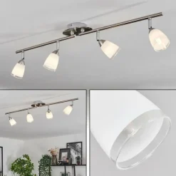 hofstein Plafonnier Holualoa LED Nickel mat, 4 lumières