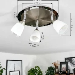 hofstein Plafonnier Holualoa LED Nickel mat, 3 lumières