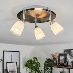 hofstein Plafonnier Holualoa LED Nickel mat, 3 lumières