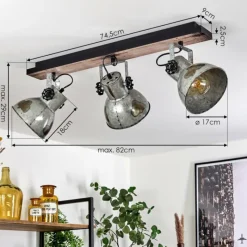 Lampes Vintages & Rétros-hofstein Plafonnier Hora Argenté, 3 lumières