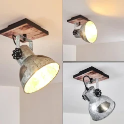 Lampes Vintages & Rétros-hofstein Plafonnier Hora Bois clair, Argenté, 1 lumière