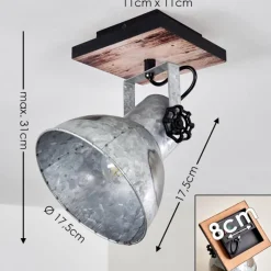 Lampes Vintages & Rétros-hofstein Plafonnier Hora Bois clair, Argenté, 1 lumière