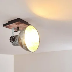 Lampes Vintages & Rétros-hofstein Plafonnier Hora Bois clair, Argenté, 1 lumière