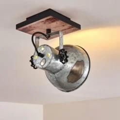 Lampes Vintages & Rétros-hofstein Plafonnier Hora Bois clair, Argenté, 1 lumière