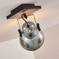 Lampes Vintages & Rétros-hofstein Plafonnier Hora Bois clair, Argenté, 1 lumière