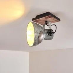 Lampes Vintages & Rétros-hofstein Plafonnier Hora Bois clair, Argenté, 1 lumière