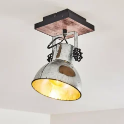 Lampes En Bois-hofstein Plafonnier Hora Bois foncé, Argenté, 1 lumière