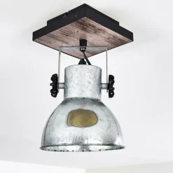 Lampes En Bois-hofstein Plafonnier Hora Bois foncé, Argenté, 1 lumière