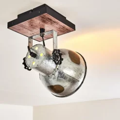 Lampes En Bois-hofstein Plafonnier Hora Bois foncé, Argenté, 1 lumière