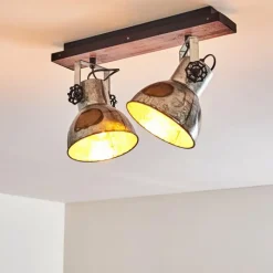 Luminaires Rustiques-hofstein Plafonnier Hora Bois foncé, 2 lumières