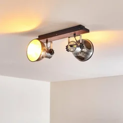 Luminaires Rustiques-hofstein Plafonnier Hora Bois foncé, 2 lumières