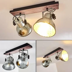 Lampes Vintages & Rétros-hofstein Plafonnier Hora Bois foncé, Argenté, 1 lumière