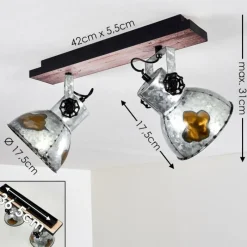 Lampes Vintages & Rétros-hofstein Plafonnier Hora Bois foncé, Argenté, 1 lumière