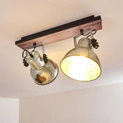 Lampes Vintages & Rétros-hofstein Plafonnier Hora Bois foncé, Argenté, 1 lumière