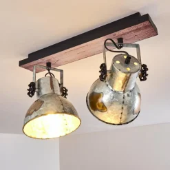 Lampes Vintages & Rétros-hofstein Plafonnier Hora Bois foncé, Argenté, 1 lumière