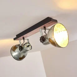 Lampes Vintages & Rétros-hofstein Plafonnier Hora Bois foncé, Argenté, 1 lumière