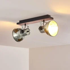 Lampes Vintages & Rétros-hofstein Plafonnier Hora Bois foncé, Argenté, 1 lumière