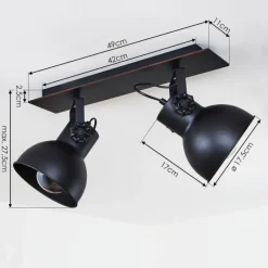 Lampes Industrielles-hofstein Plafonnier Hora Noir, 2 lumières