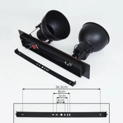 Lampes Industrielles-hofstein Plafonnier Hora Noir, 2 lumières