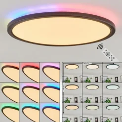 hofstein Plafonnier Hortinhas LED Noir, 1 lumière, Télécommandes, Changeur de couleurs