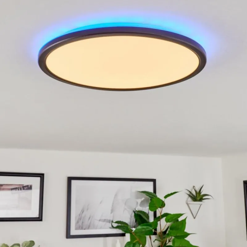 hofstein Plafonnier Hortinhas LED Noir, 1 lumière, Télécommandes, Changeur de couleurs