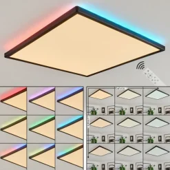 hofstein Plafonnier Hortinhas LED Noir, 1 lumière, Télécommandes, Changeur de couleurs