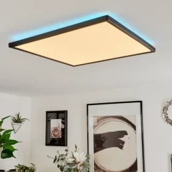 hofstein Plafonnier Hortinhas LED Noir, 1 lumière, Télécommandes, Changeur de couleurs