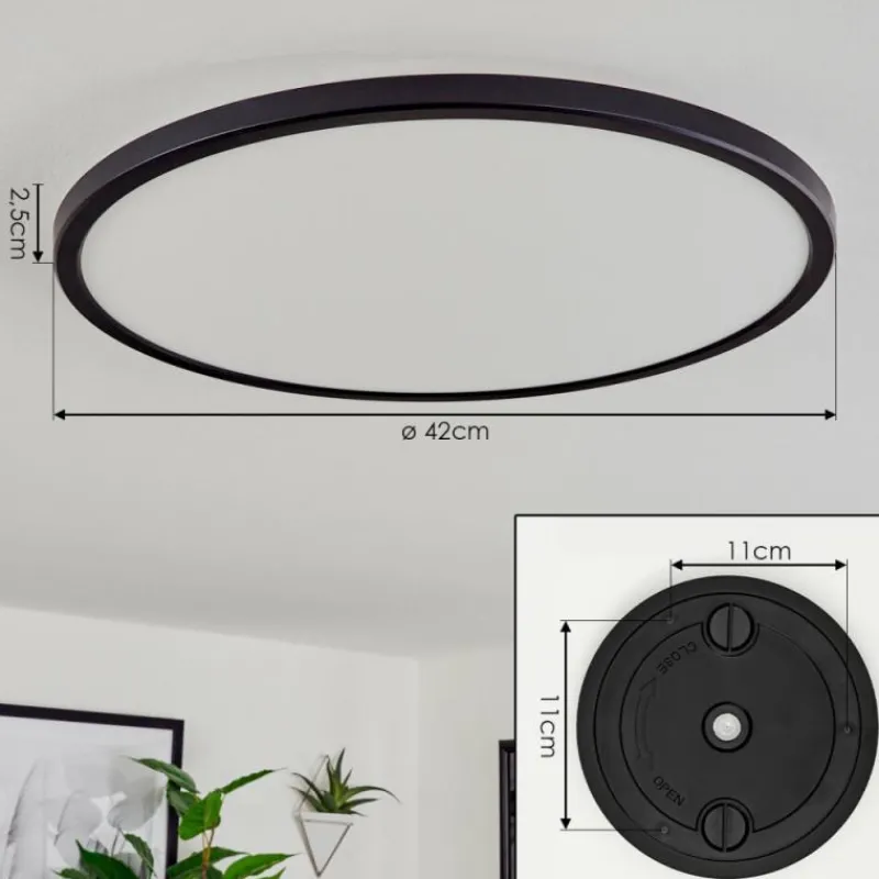 hofstein Plafonnier Hortinhas LED Noir, 1 lumière, Télécommandes, Changeur de couleurs