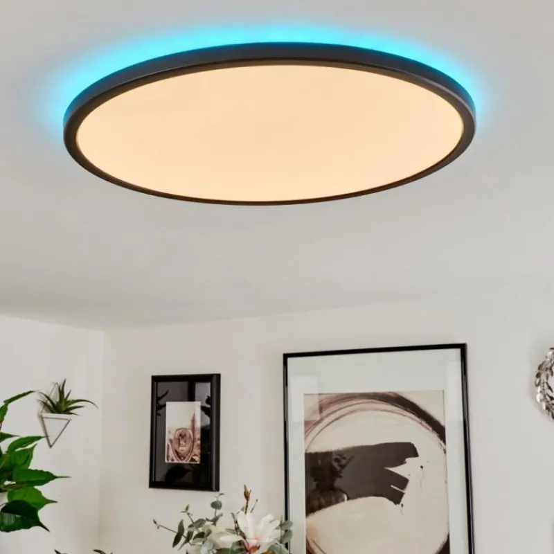 hofstein Plafonnier Hortinhas LED Noir, 1 lumière, Télécommandes, Changeur de couleurs