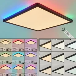 hofstein Plafonnier Hortinhas LED Noir, 1 lumière, Télécommandes, Changeur de couleurs