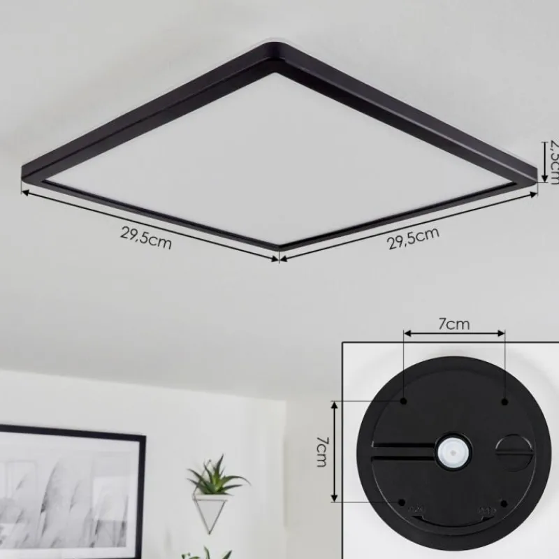 hofstein Plafonnier Hortinhas LED Noir, 1 lumière, Télécommandes, Changeur de couleurs