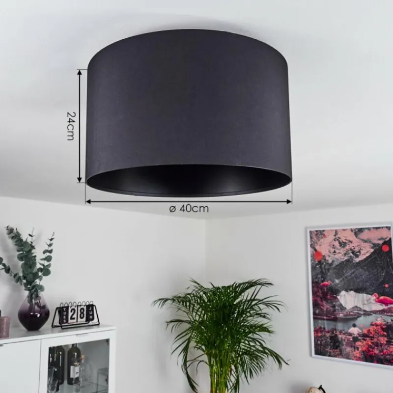 Lampes En Tissu-hofstein Plafonnier Huarate Noir, 1 lumière
