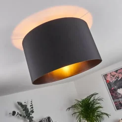 Lampes En Tissu-hofstein Plafonnier Huarate Noir, 1 lumière