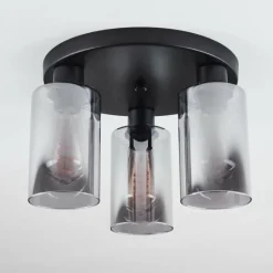 Suspension Verre Fumé-hofstein Plafonnier Hunouri Noir, 3 lumières