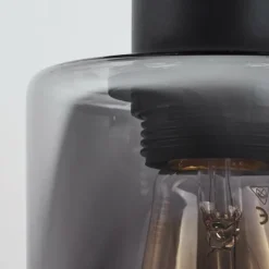 Suspension Verre Fumé-hofstein Plafonnier Hunouri Noir, 1 lumière