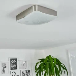hofstein Plafonnier Hutton LED Nickel mat, 1 lumière