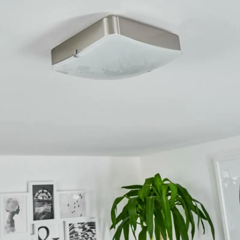hofstein Plafonnier Hutton LED Nickel mat, 1 lumière