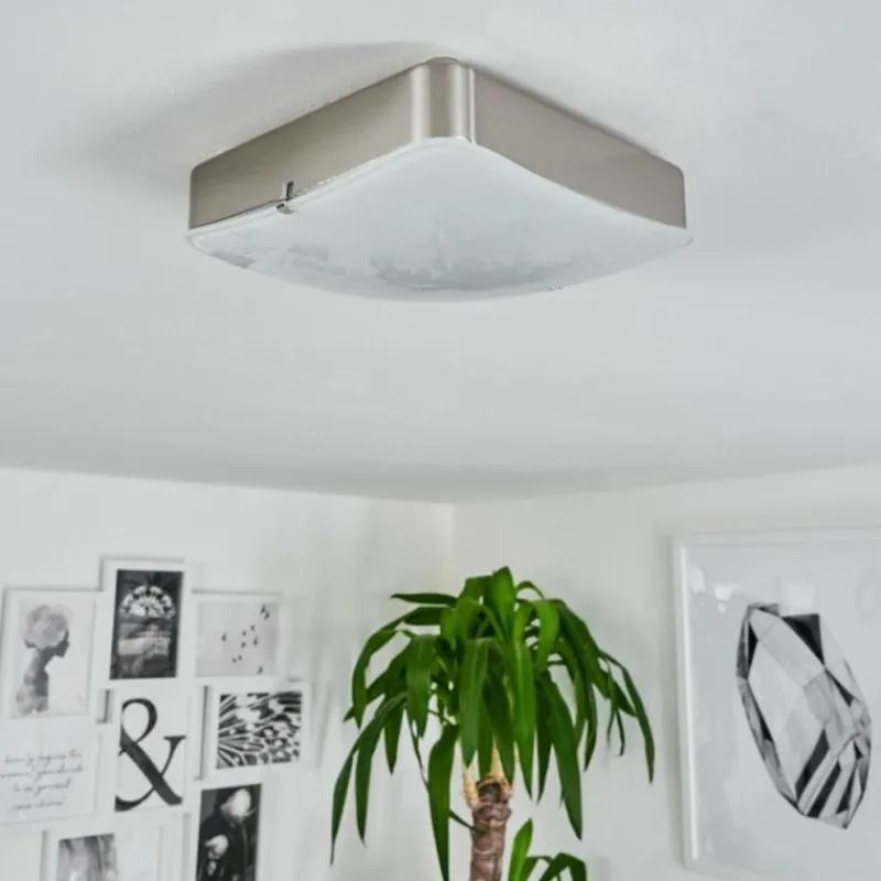 hofstein Plafonnier Hutton LED Nickel mat, 1 lumière