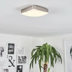 hofstein Plafonnier Hutton LED Nickel mat, 1 lumière