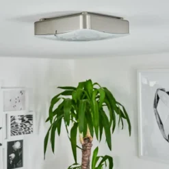 hofstein Plafonnier Hutton LED Nickel mat, 1 lumière