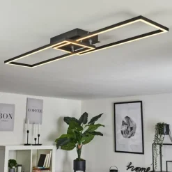 hofstein Plafonnier Hyacinthe LED Chrome, Noir, 1 lumière