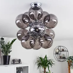 hofstein Plafonnier Hyco Chrome, 12 lumières