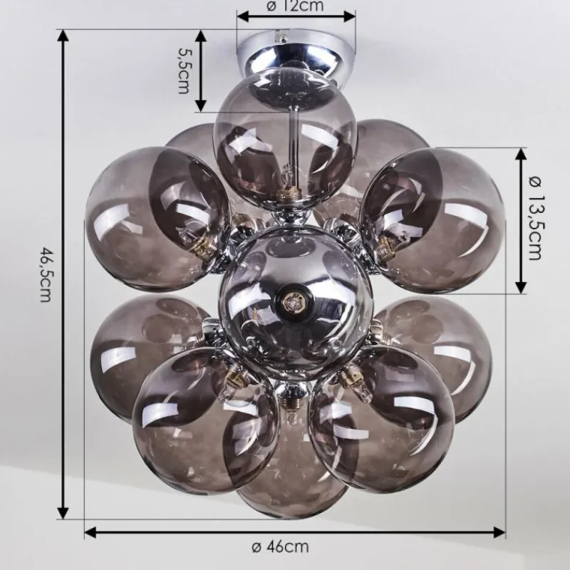 hofstein Plafonnier Hyco Chrome, 12 lumières