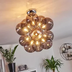 hofstein Plafonnier Hyco Chrome, 12 lumières