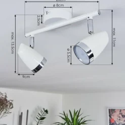 hofstein Plafonnier Idlewild LED Chrome, Blanc, 2 lumières