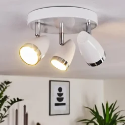 hofstein Plafonnier Idlewild LED Chrome, Blanc, 3 lumières