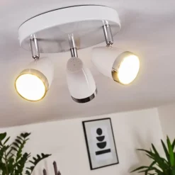 hofstein Plafonnier Idlewild LED Chrome, Blanc, 3 lumières